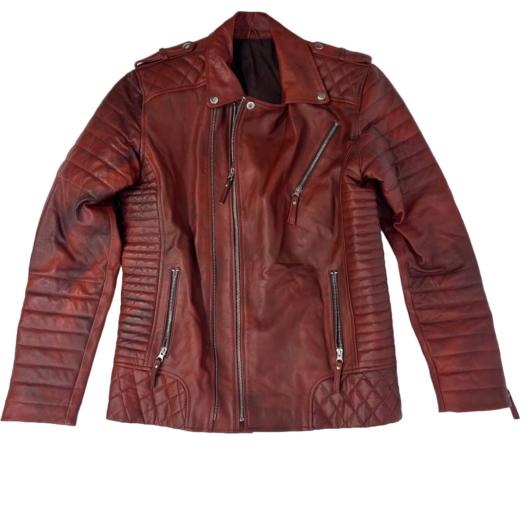 Red Leather Biker Jacket