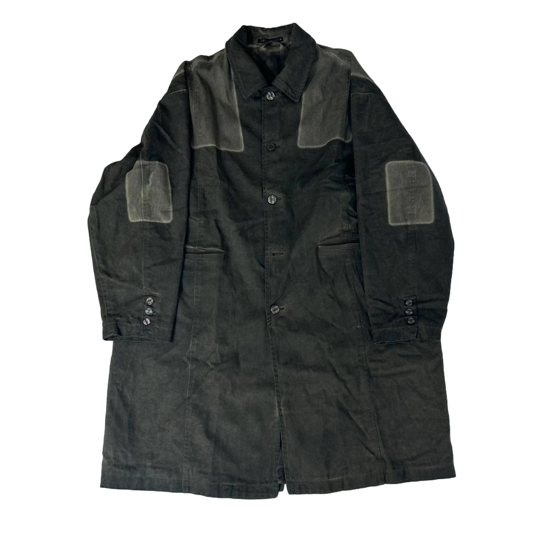 Zara Colour Block Washed Coat - Green