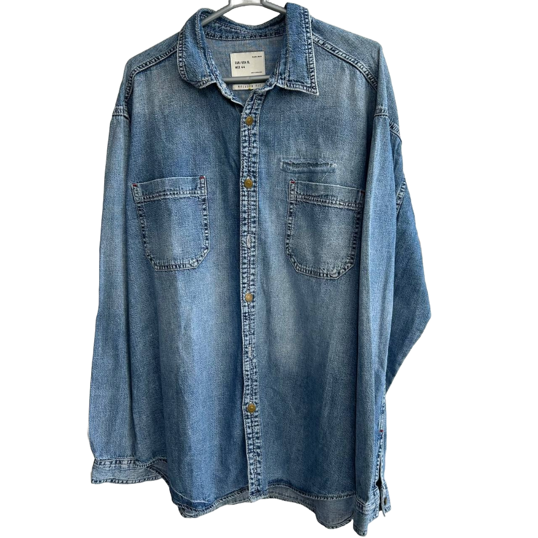 Zara Men Denim Shirt Full Sleeves Light Blue