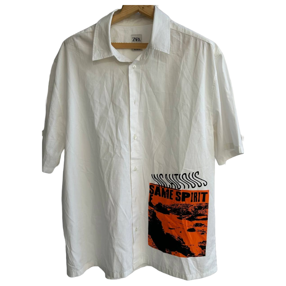 Zara men short sleeve shirt white