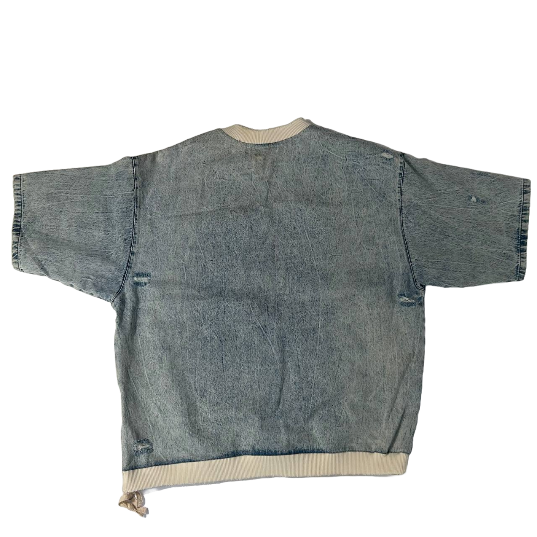 Zara Zarada Mage Short Sleeve Denim Pullover T Shirt Texture