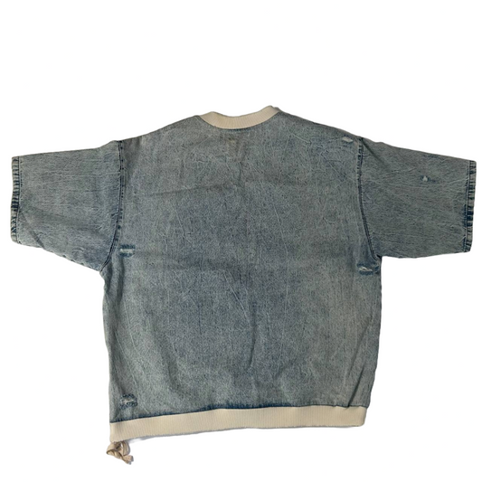 Zara Zarada Mage Short Sleeve Denim Pullover T Shirt Texture