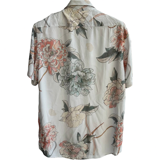 Zara Rayon floral pattern short sleeve shirt