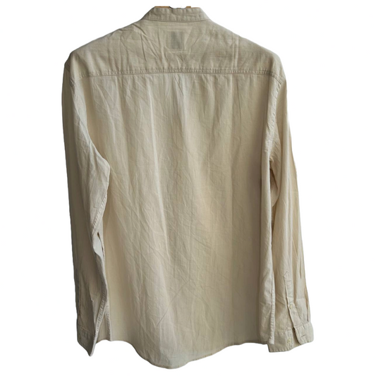 Zara Beige Full Sleeves low collar neck Shirt