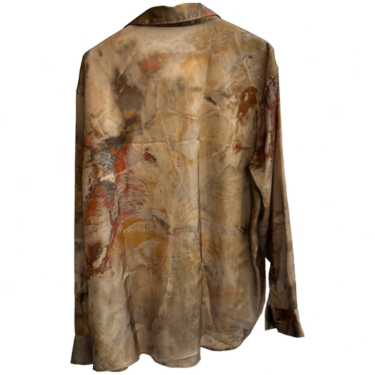 Zara shirt abstract print shirt satin long sleeve overall print