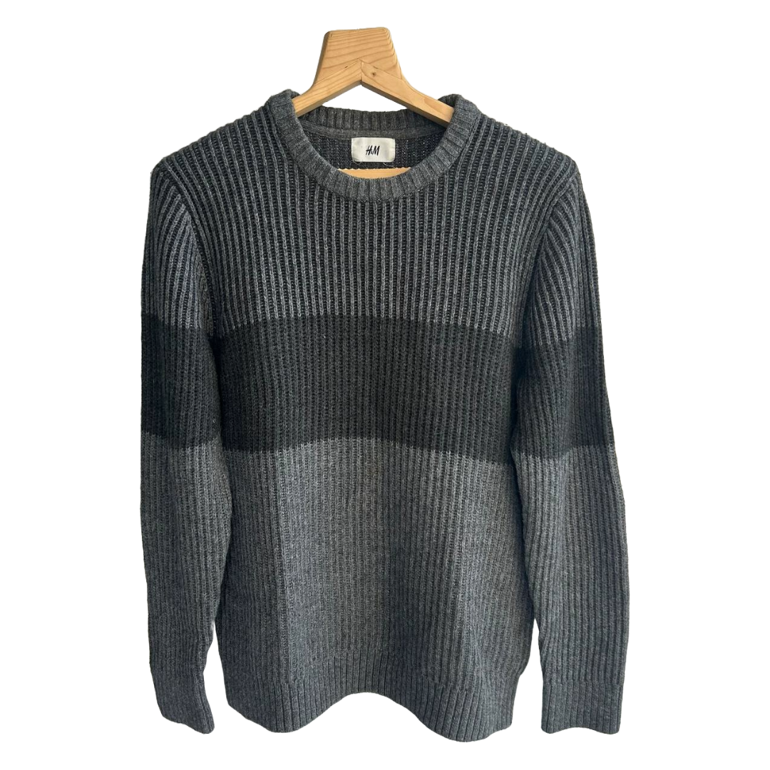 H&M Mens Gray Long Sleeve Knit Sweater