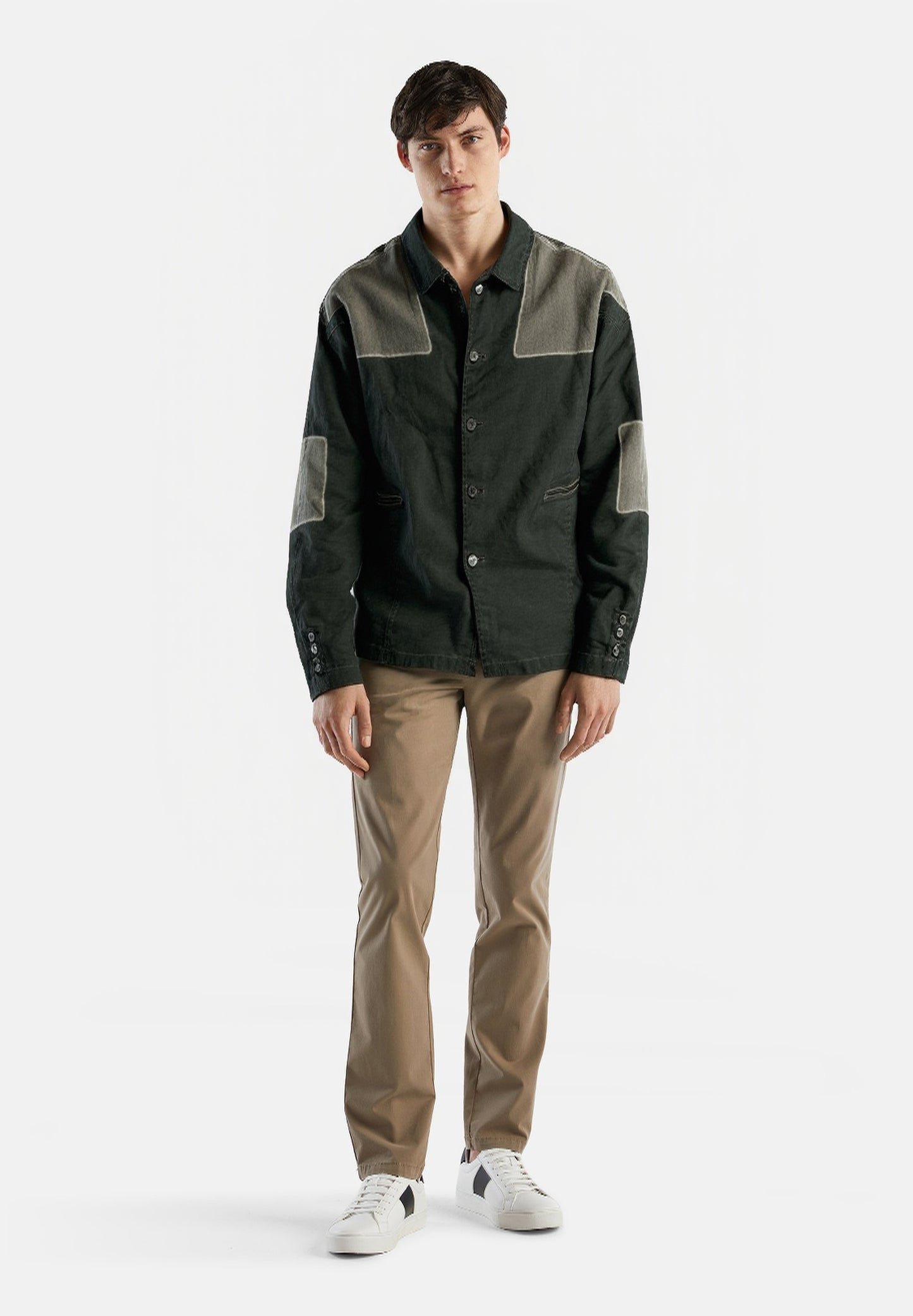 Zara Colour Block Washed Coat - Green