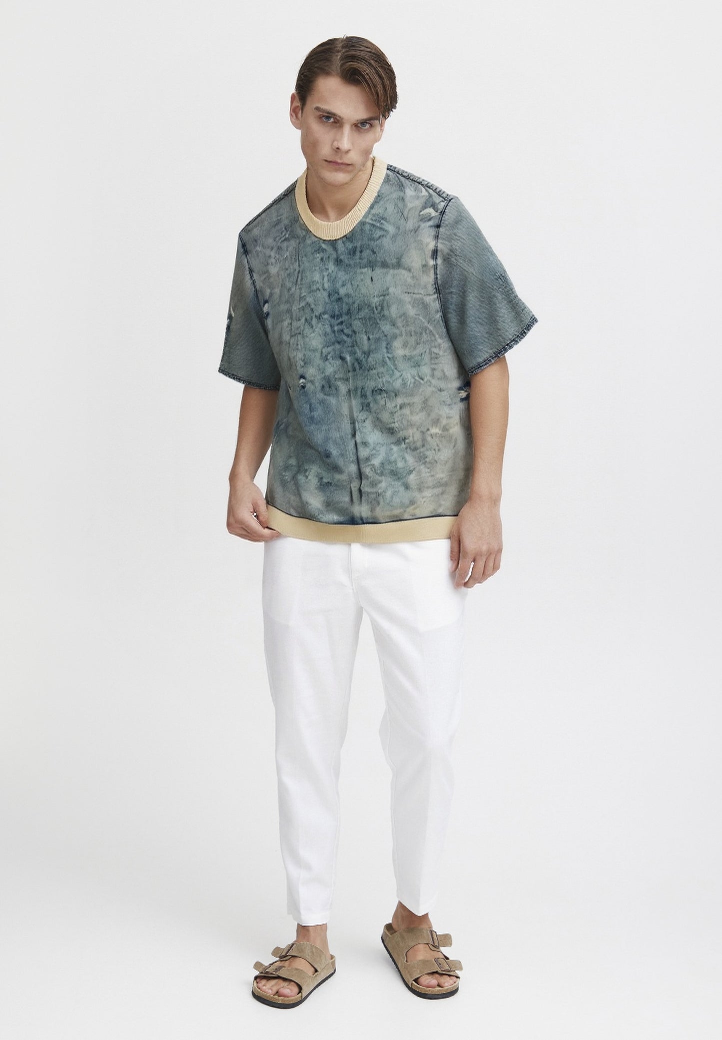 Zara Zarada Mage Short Sleeve Denim Pullover T Shirt Texture