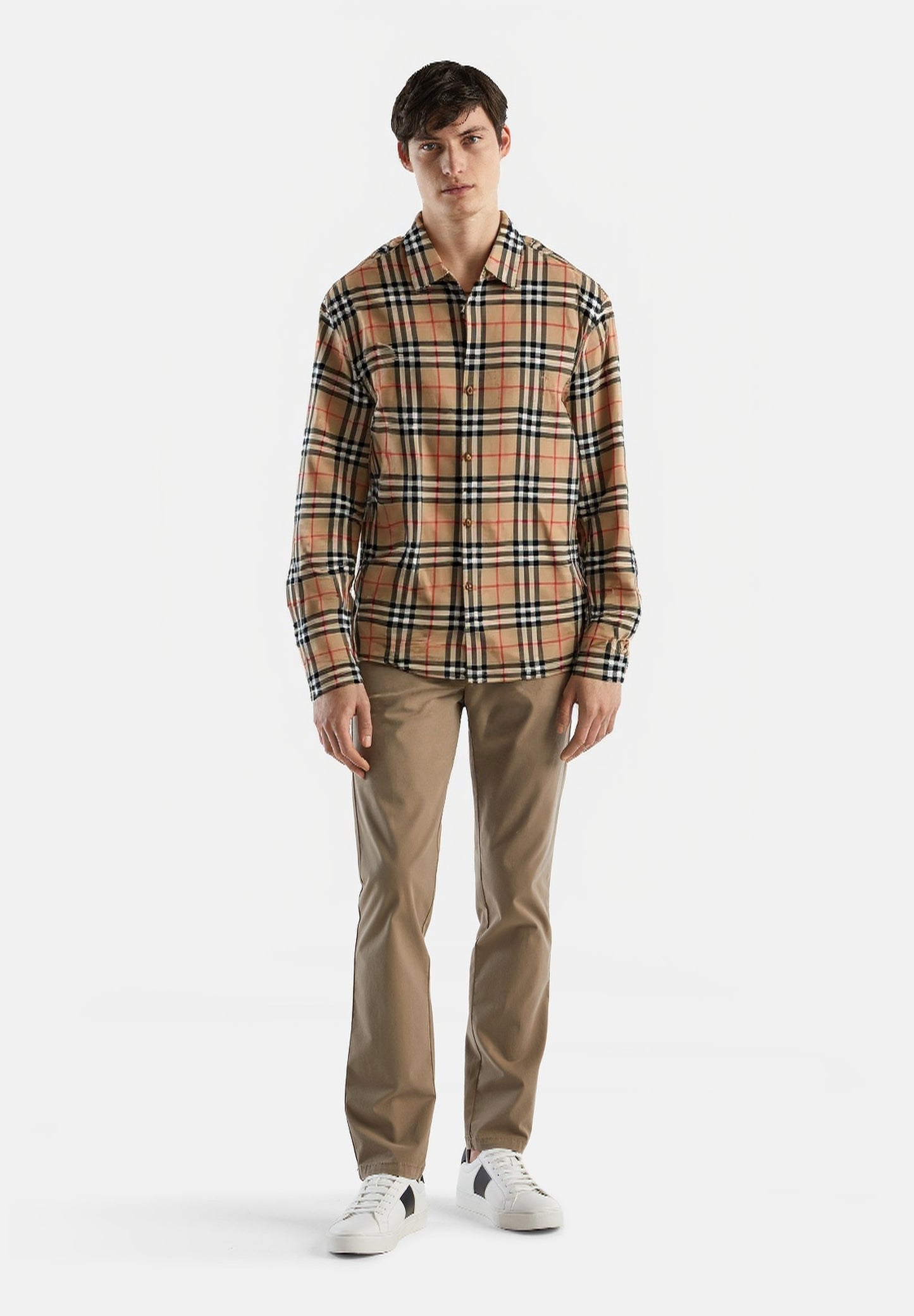 Burberry Regular Fit Check Cotton Shirt Archive beige