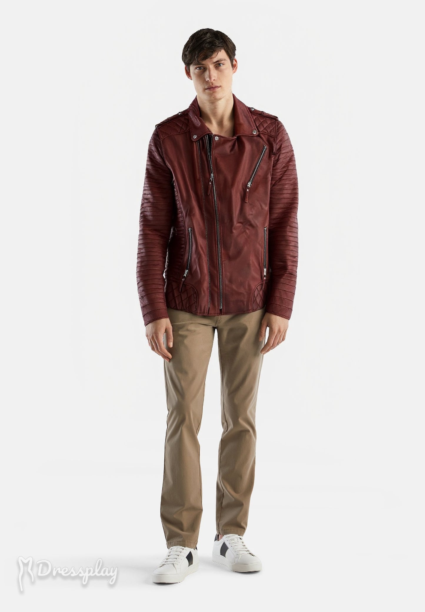 Red Leather Biker Jacket