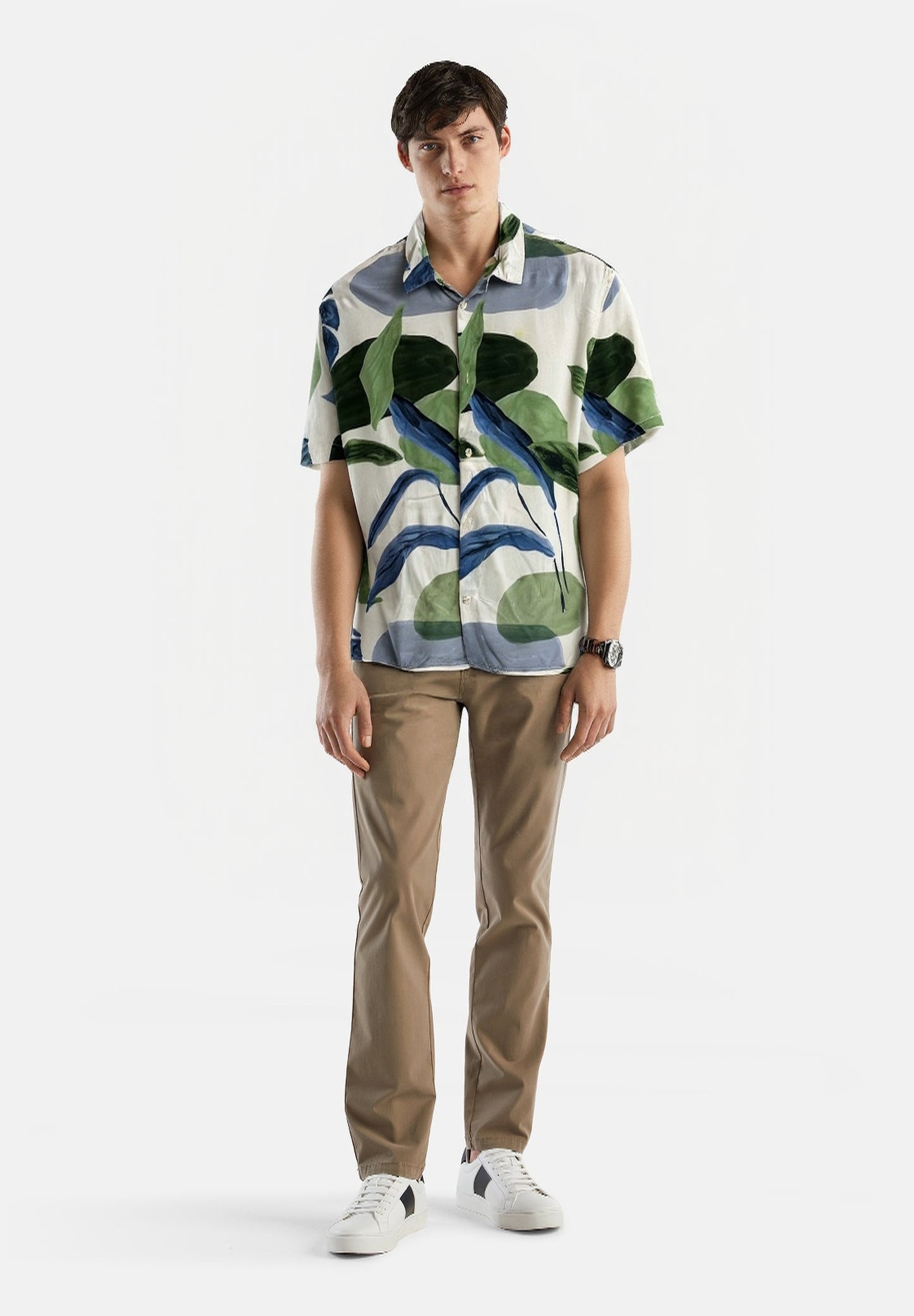 Zara White Patterned Cuban Shirt
