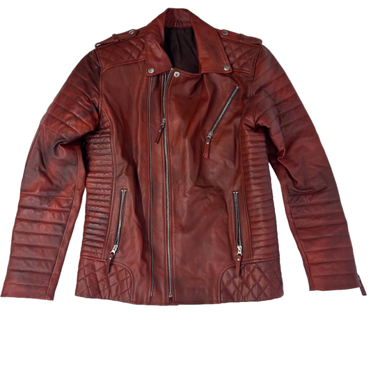 Red Leather Biker Jacket