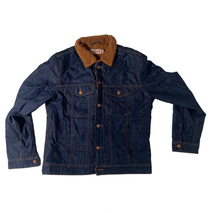 Zara Man Sherpa Lined Denim Jacket Dark Wash Blue