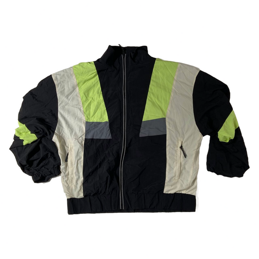 Zara Black Fluorescent Green Grey Sports Windbreaker