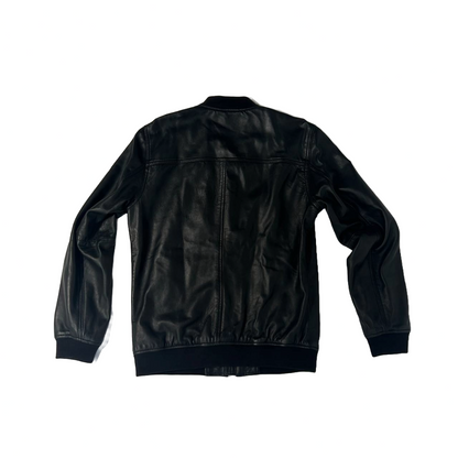 Superdry Men's Leather Bomber Jacket - Black