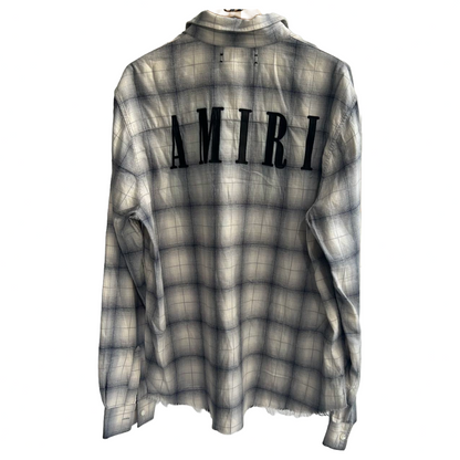 Amiri Distressed Checked Cotton-Flannel Shirt - Black