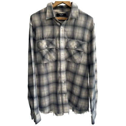 Amiri Distressed Checked Cotton-Flannel Shirt - Black
