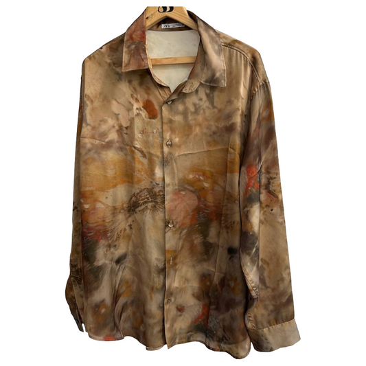Zara shirt abstract print shirt satin long sleeve overall print