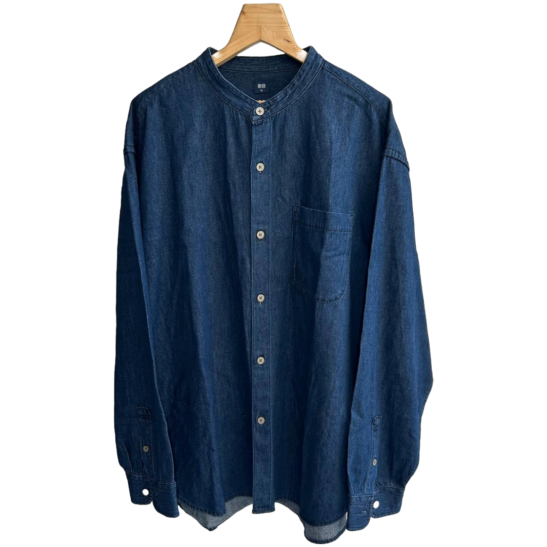 Uniqlo Denim Oversized Stand Collar Shirt