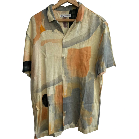 Zara abstract print short sleeved shirt