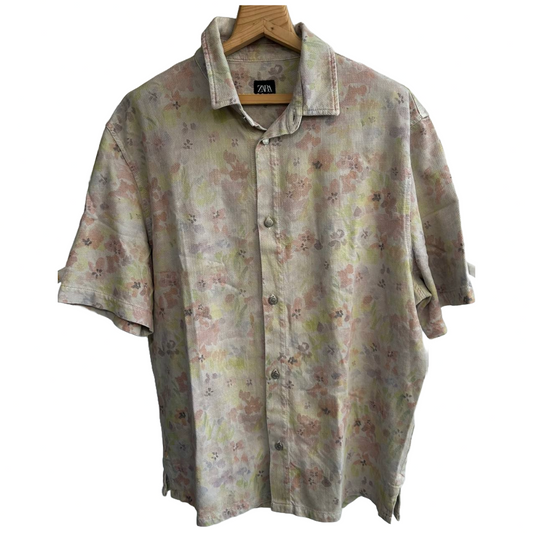 Zara Relaxed fit faded-effect collared shirt
