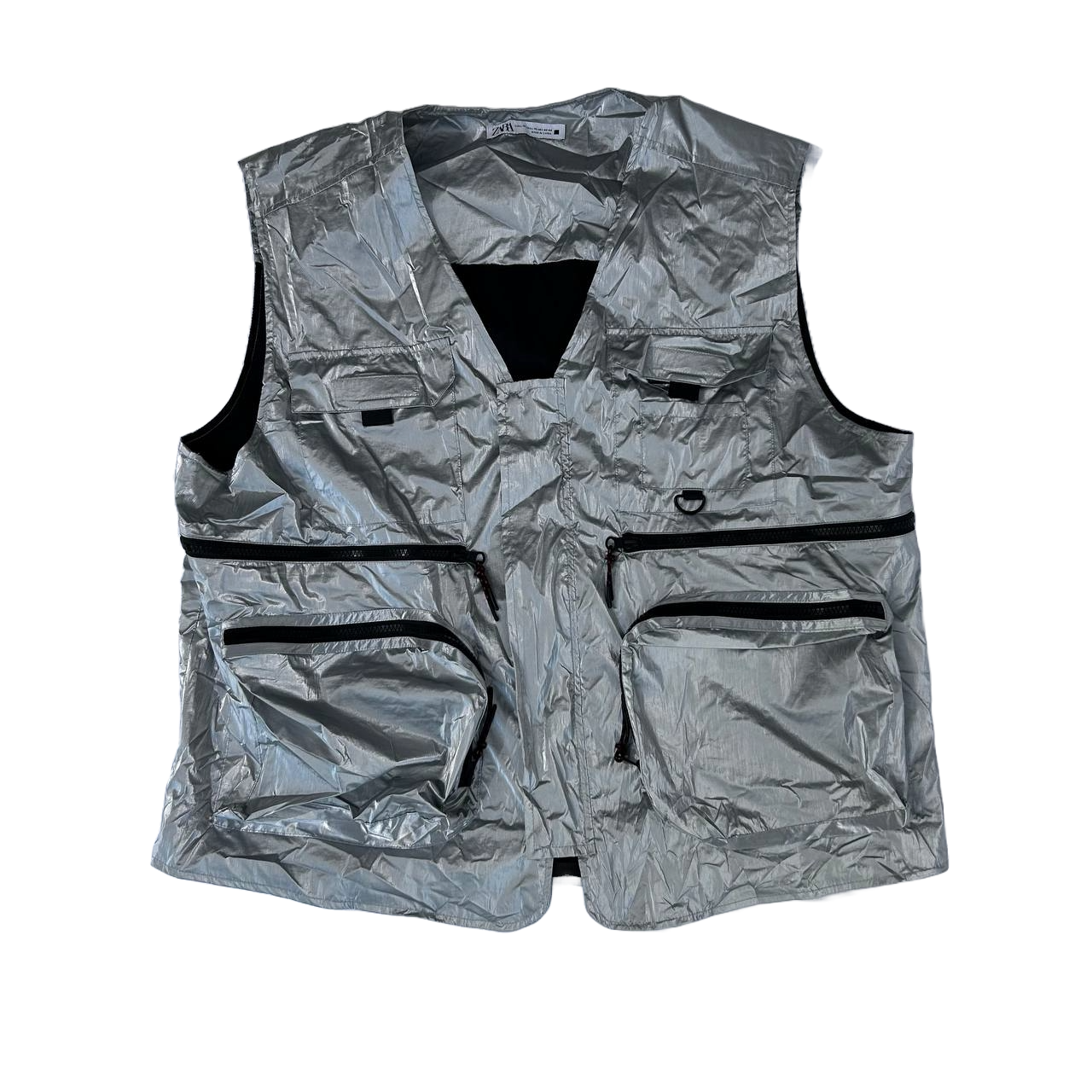 Zara Metallic Silver Utility Vest