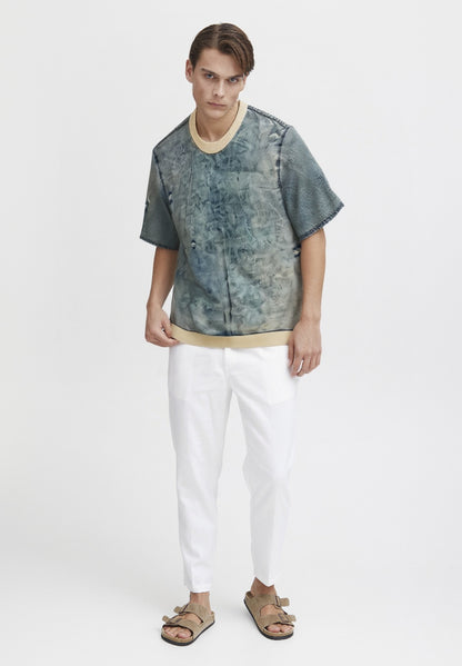 Zara Zarada Mage Short Sleeve Denim Pullover T Shirt Texture